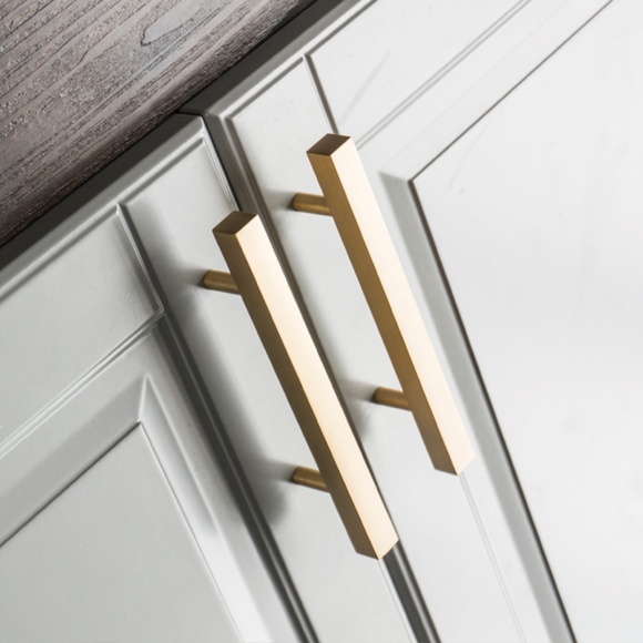 Brushed Brass Cabinet Pull - Modern Pull for Cabinets and Drawers Set of 2 - Picture 3 of 4